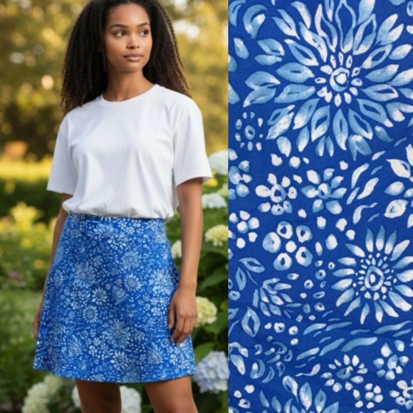 Rip Curl Dresses & Skirts - Rip Skirt Size LARGE Blue Floral Print Wrap Resort Vacation Activewear Tropical